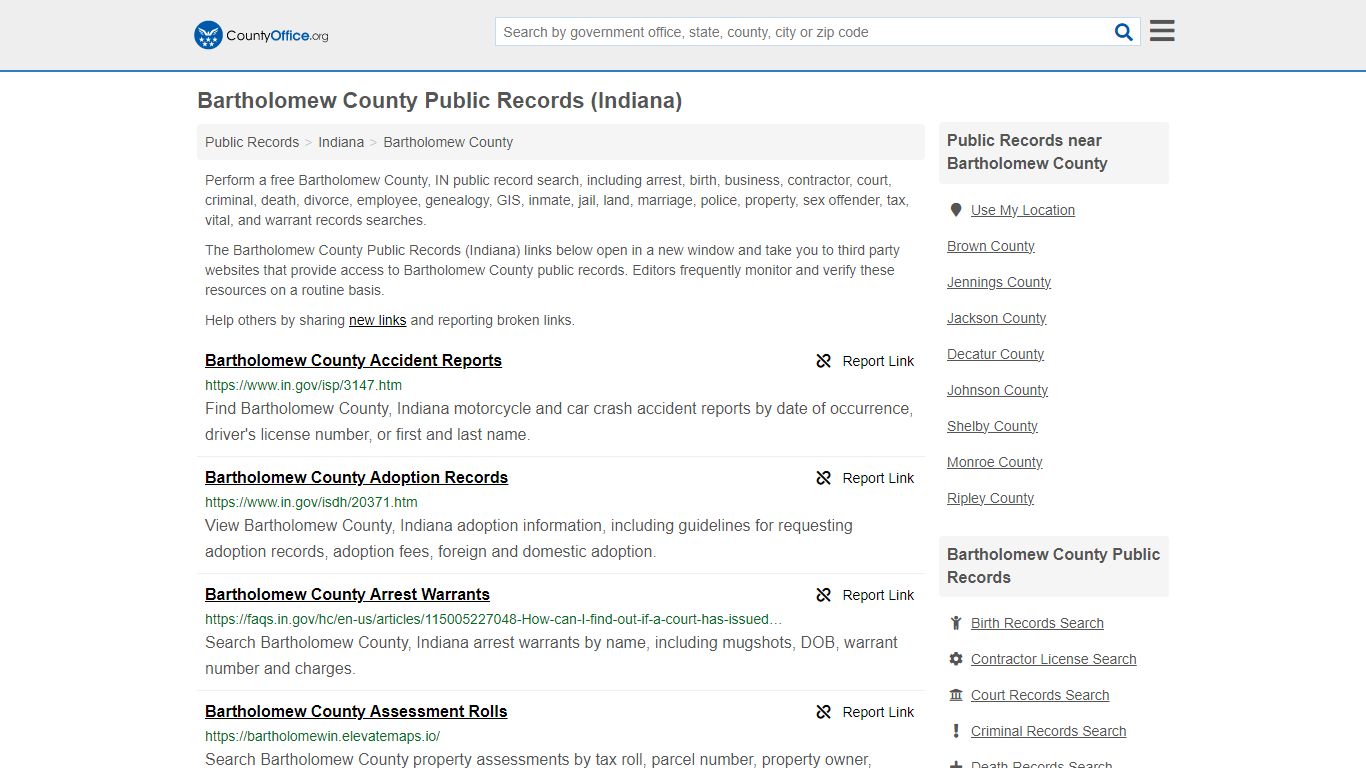 Public Records - Bartholomew County, IN (Business, Criminal, GIS ...