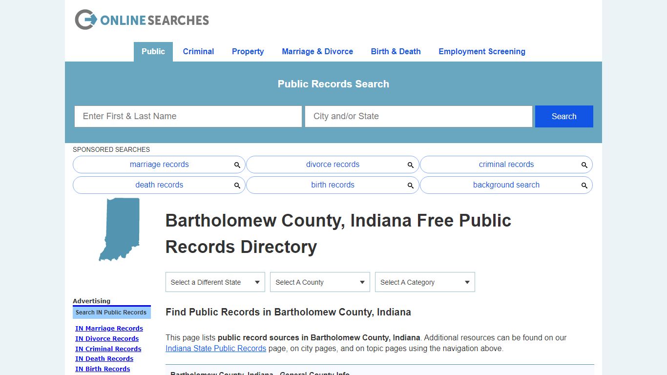 Bartholomew County, Indiana Public Records Directory