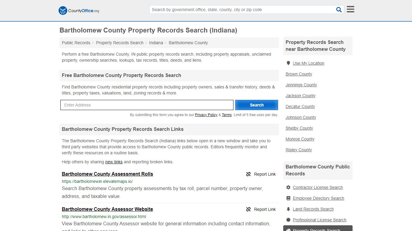 Bartholomew County Property Records Search (Indiana) - County Office